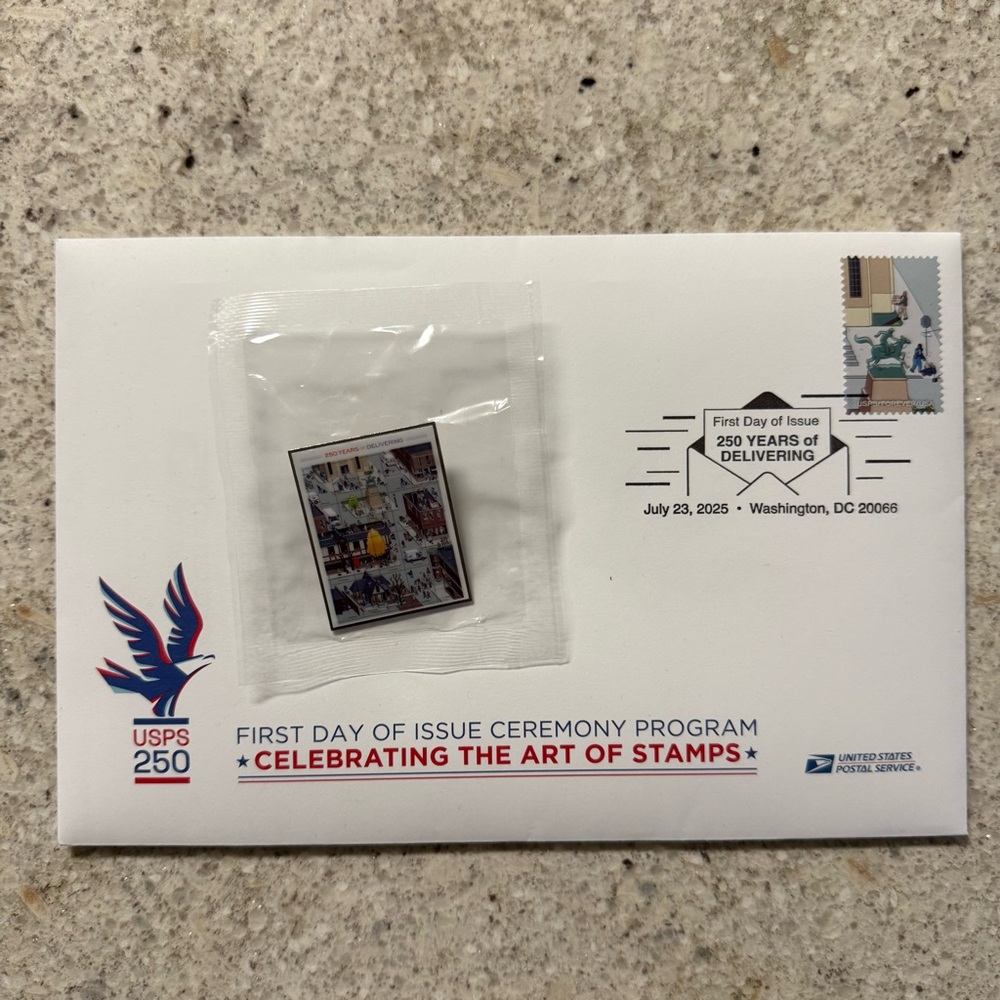 USPS 250th Anniversary Commemorative Stamp Pin First Day of Issue